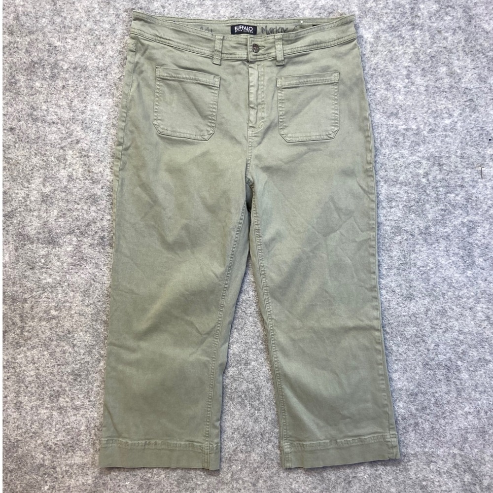 Buffalo David Bitton Brigette Crop Pants Womens 14/34 Olive Green Good High Rise